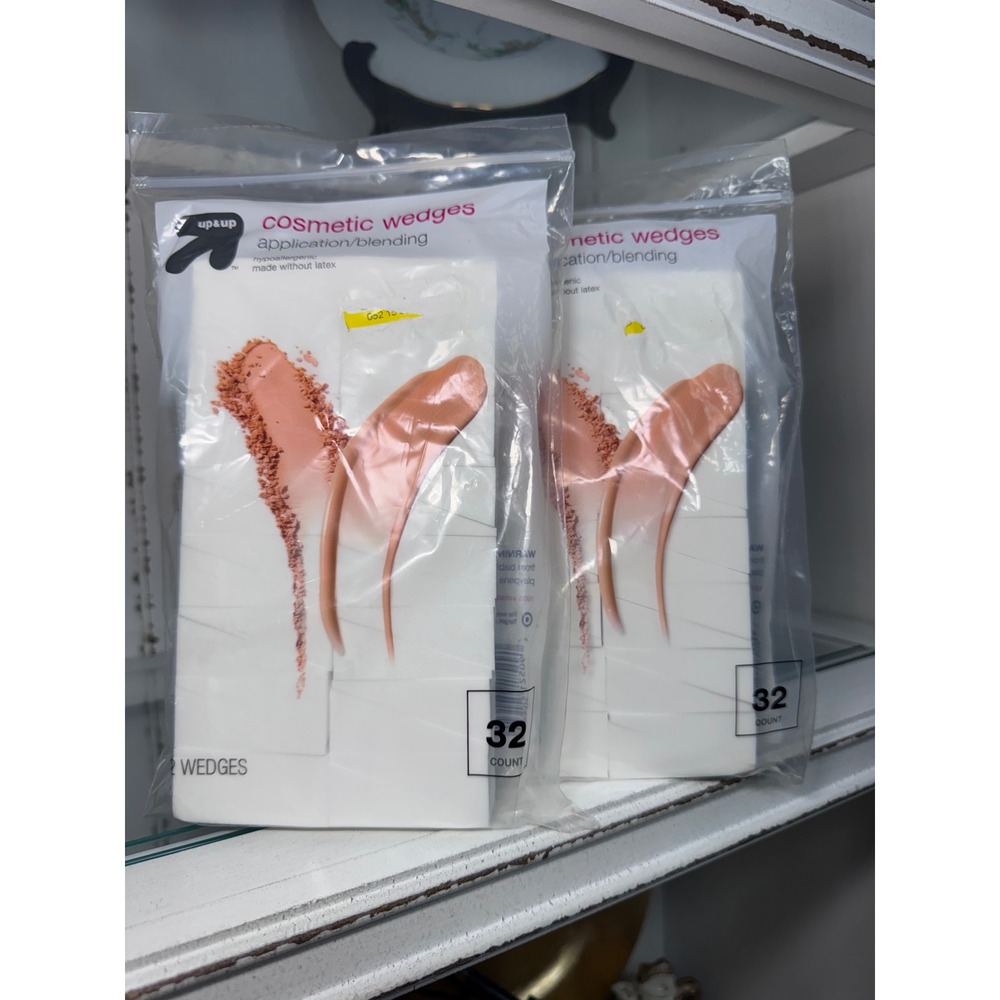Up & Up Cosmetic Wedges‎ Application Blending Latex Free 32 Count 2 Pack White
